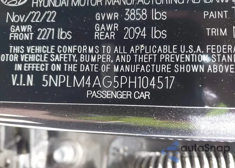 2023 Hyundai Elantra Sel from USA, damaged, VIN 5NPLM4AG5PH104517
